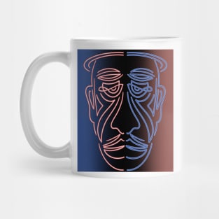 Sad man’s face line drawing in light and shadows Mug